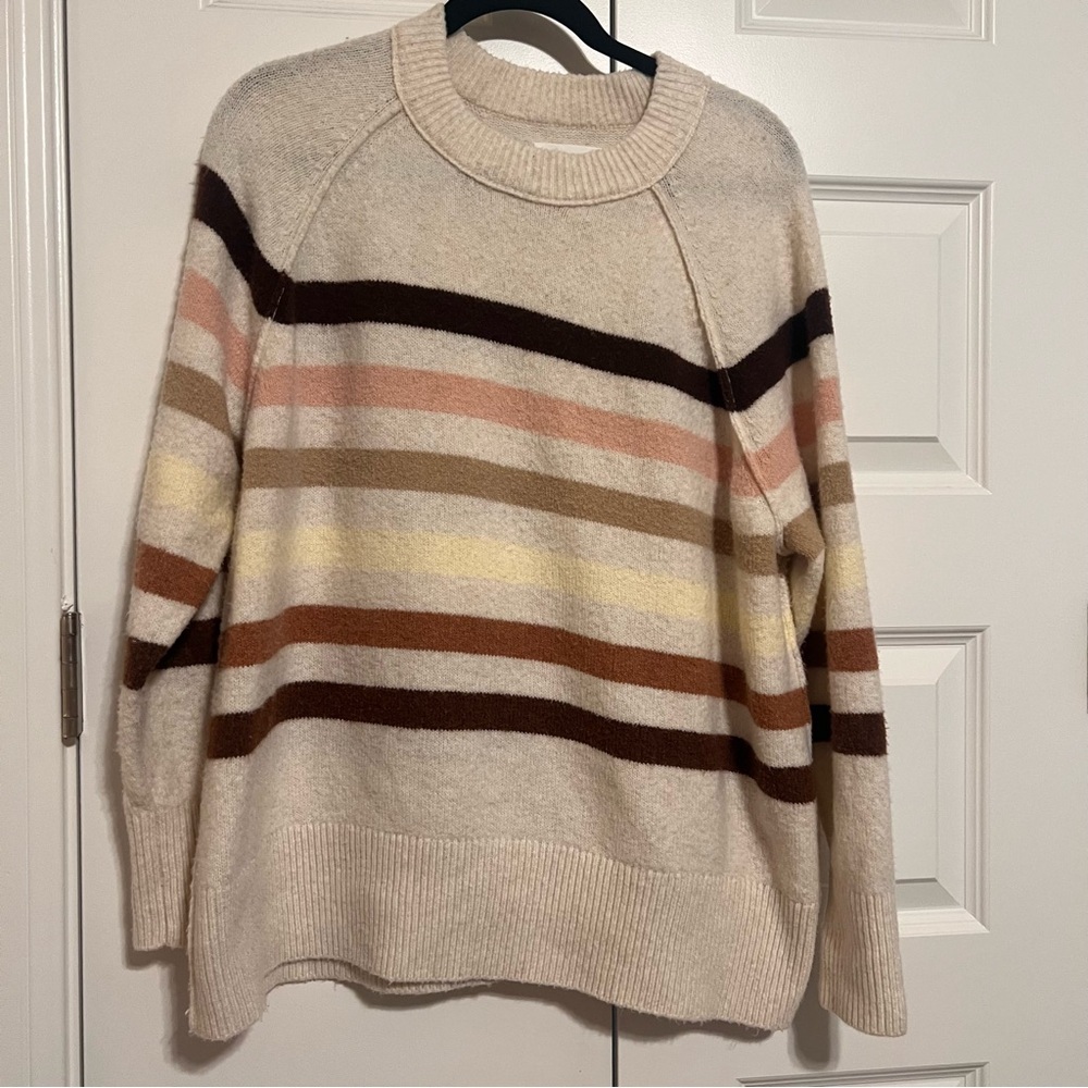 Aerie Multicolor Striped Crew Neck Sweater